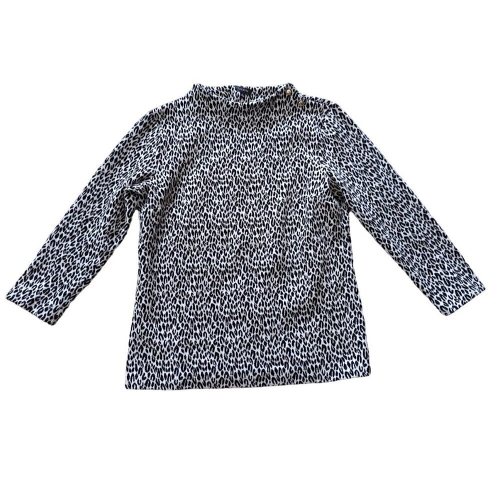 Talbots Shirt Animal Jacquard Funnel Neck Pullover Women's Size Small